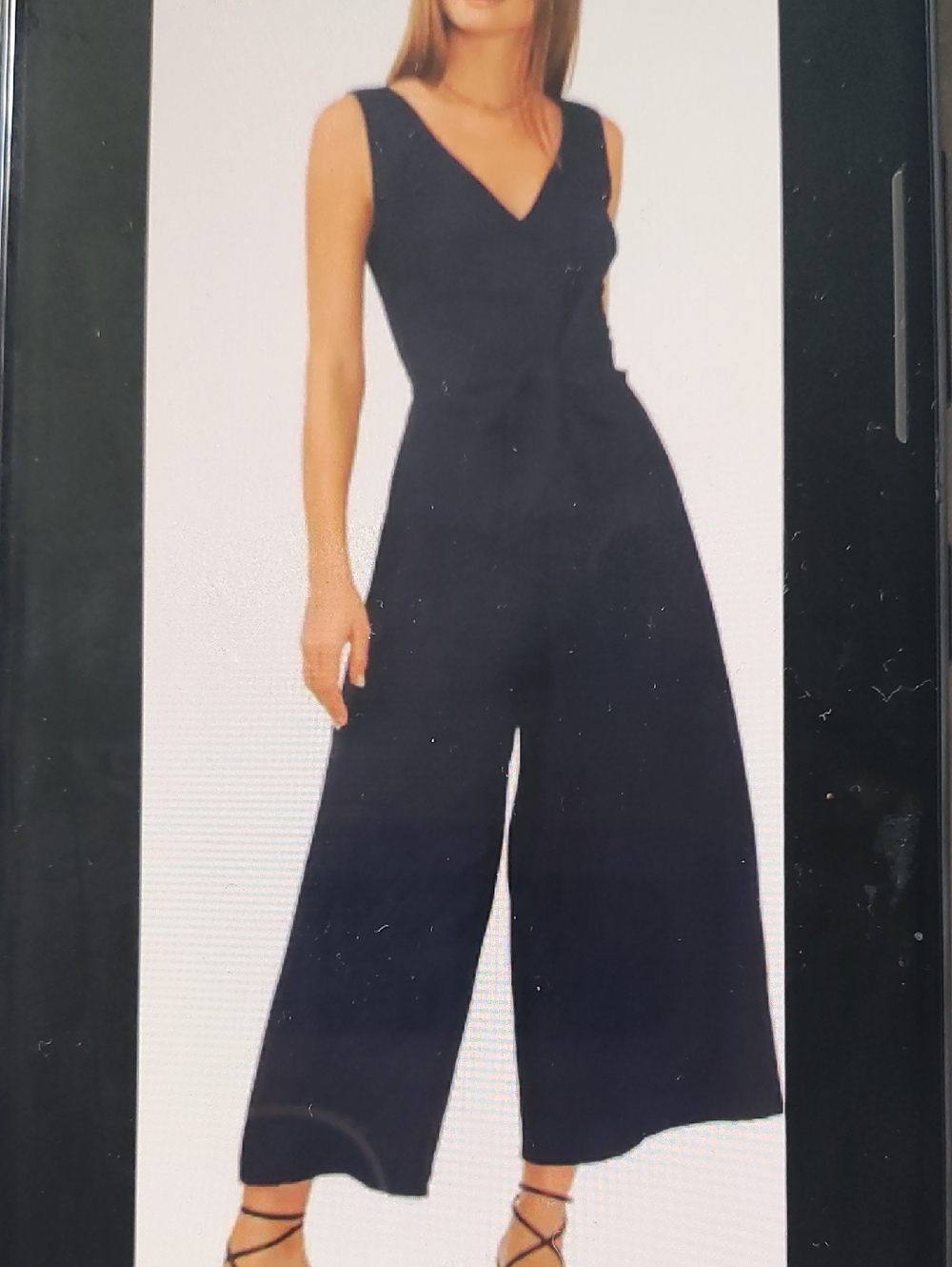 ASTR Black Sleeveless V-Neck Wide-Leg Jumpsuit
